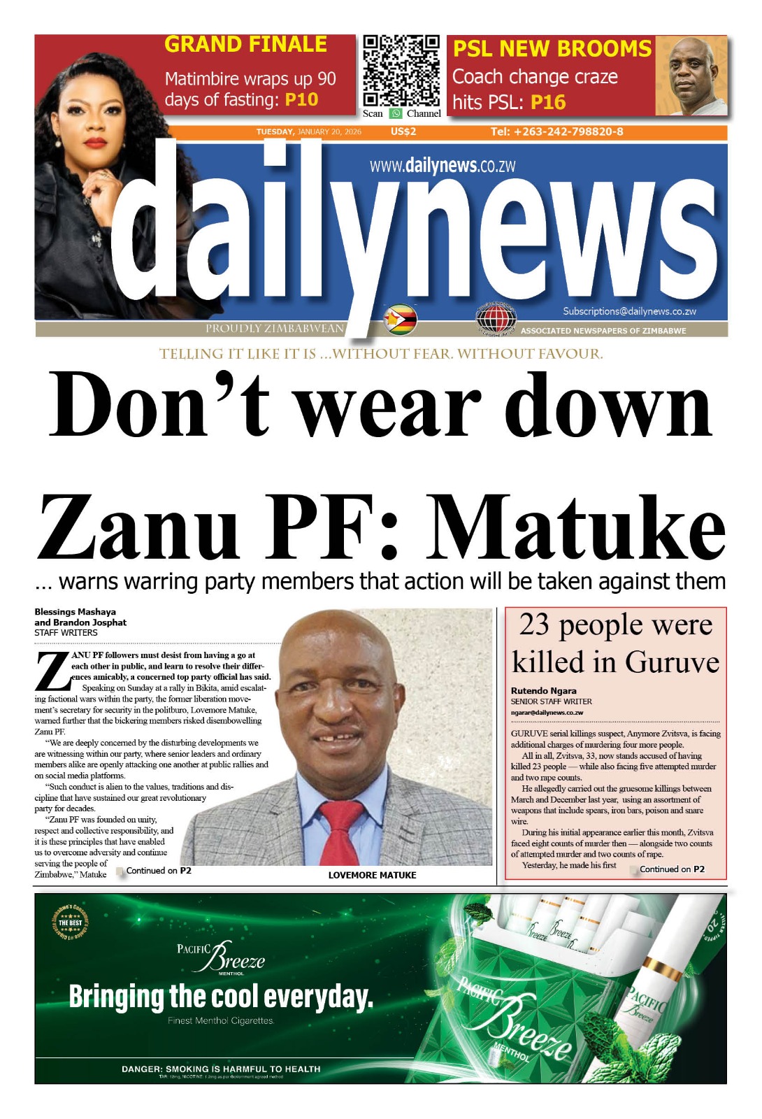 Tuesday 20 January 2026